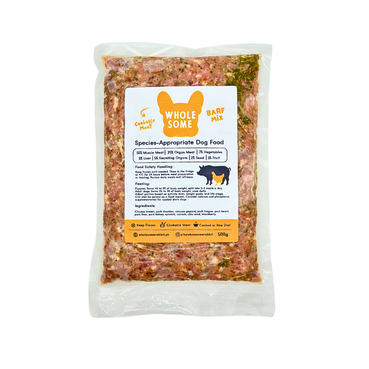 Cookable Foot Cookable Dog BARF Mix β Wholesome Rabbit